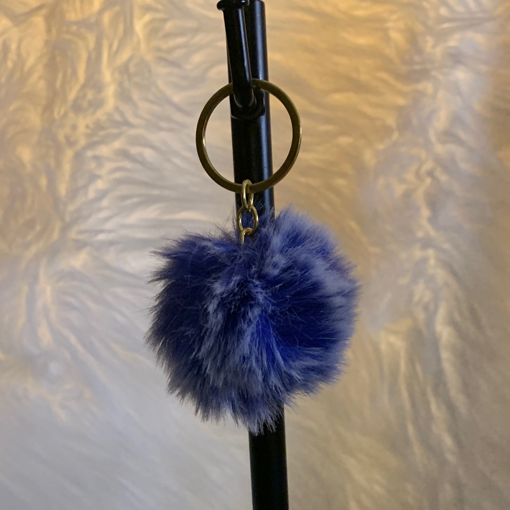 Blue and White Pom Pom Keychain (NWOT)